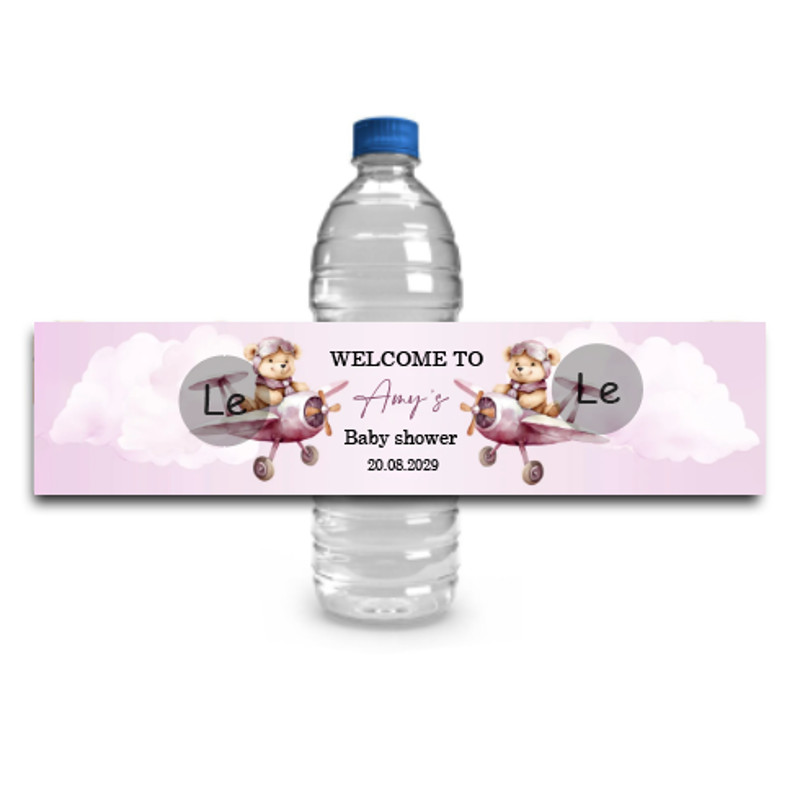 Personalized Baby Shower Sticker, Custom Cute Bear Bottle Label, Baptism Party Decoration, Gender Reveal Team Boy Girl