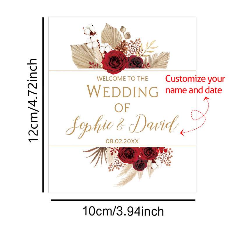 Custom Name and Date Wine Bottle Labels, Personal Customized Stickers for Weddings for Special Occasion