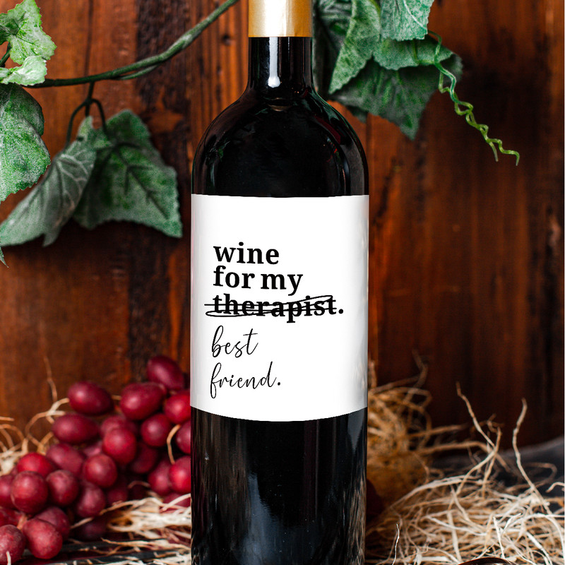 Champagne Juice Labels, Hilarious Wine For My Therapist Bottle Stickers, Funny Gag Gift For Best Friend Birthday