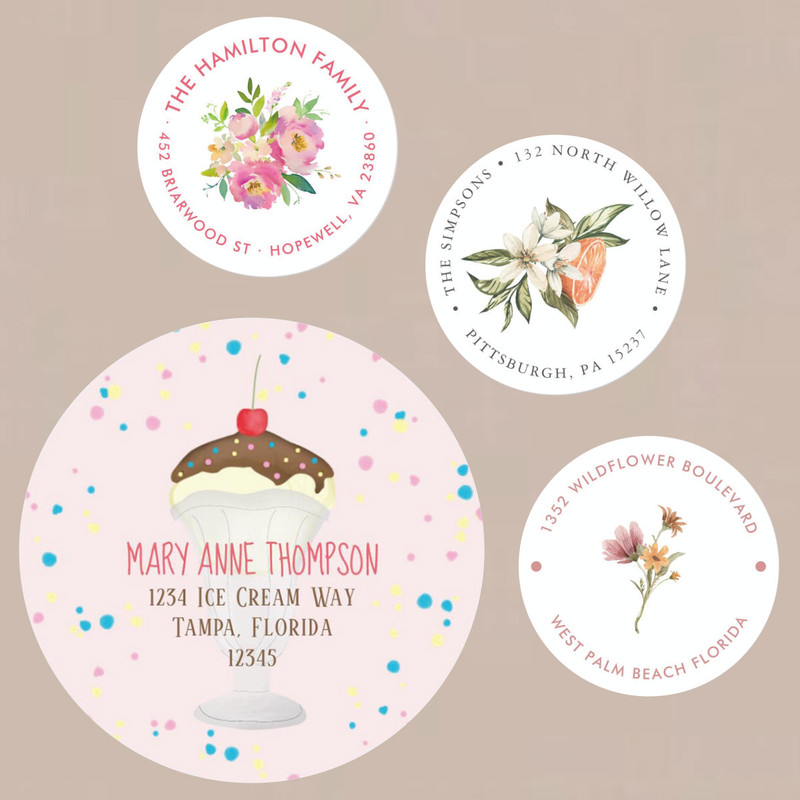 Wedding Sticker Custom Name Date, Personalized Round Circle Label Stickers, Thank You Stickers for Bridal Shower Favors