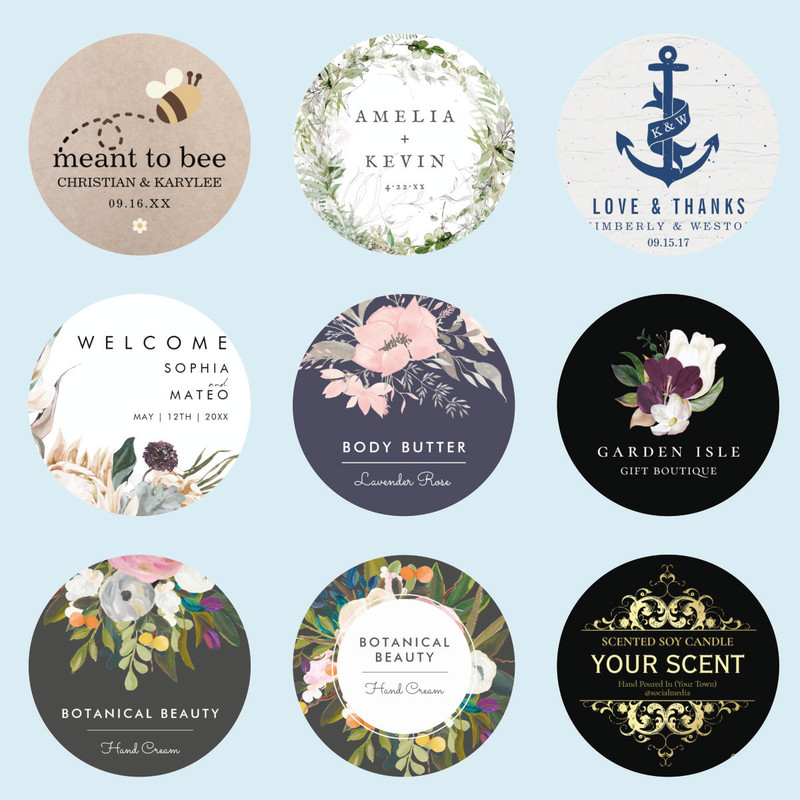 Personalized Round Circle Label Stickers Custom Name Date Thank You Stickers for Bridal Shower Party Favors