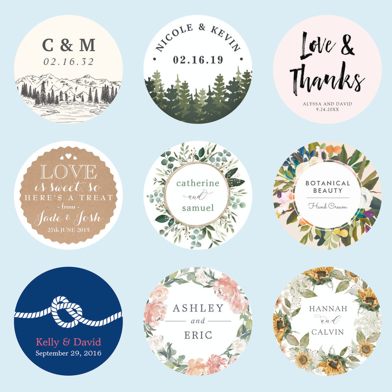 Personalized Round Circle Label Stickers Custom Name Date Thank You Stickers for Bridal Shower Party Favors