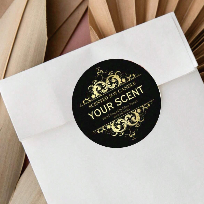 Personalized Round Circle Label Stickers Custom Name Date Thank You Stickers for Bridal Shower Party Favors