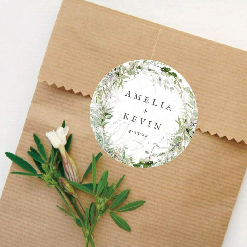 Personalized Round Circle Label Stickers Custom Name Date Thank You Stickers for Bridal Shower Party Favors