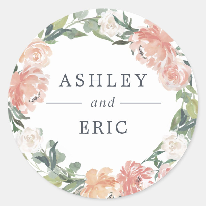 Personalized Round Circle Label Stickers Custom Name Date Thank You Stickers for Bridal Shower Party Favors