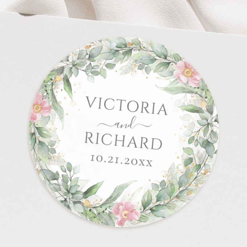 Custom Wedding Circular Stickers, Personalized Wedding Stickers, Customized Gift Labels, Birthday Gift Labels