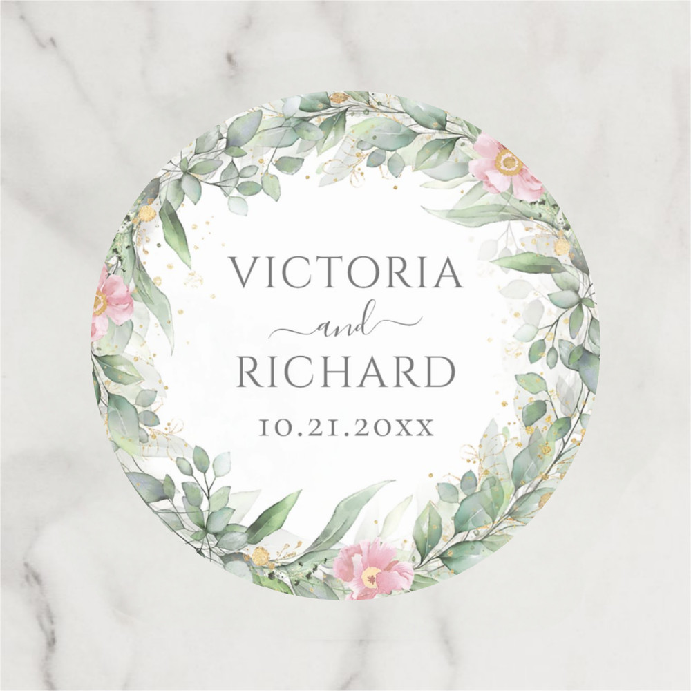 Custom Wedding Circular Stickers, Personalized Wedding Stickers, Customized Gift Labels, Birthday Gift Labels