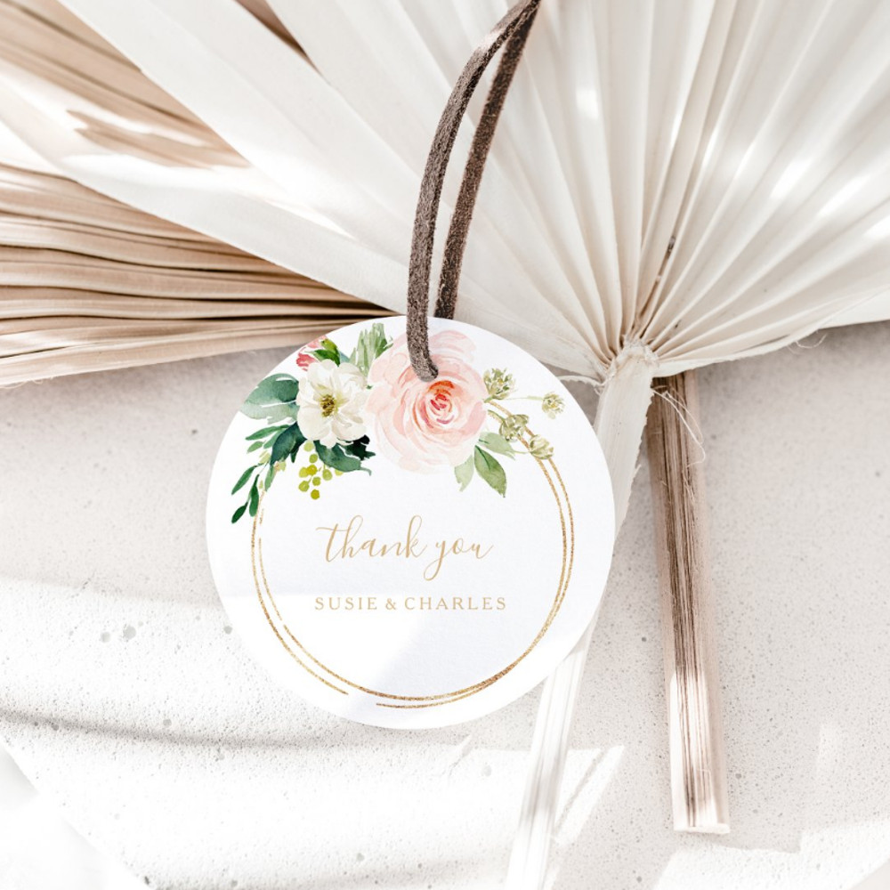 Custom Name, Personalized Round Circle, Date Thank You Stickers, Bridal Shower Party Favors