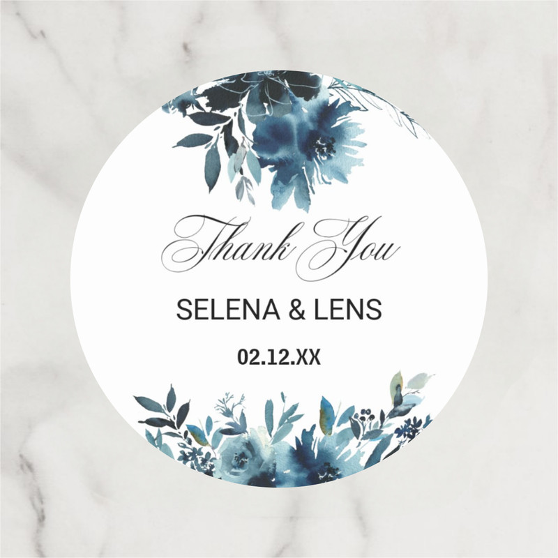 Custom Name, Personalized Round Circle, Date Thank You Stickers, Bridal Shower Party Favors