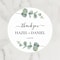 Custom Name, Personalized Round Circle, Date Thank You Stickers, Bridal Shower Party Favors