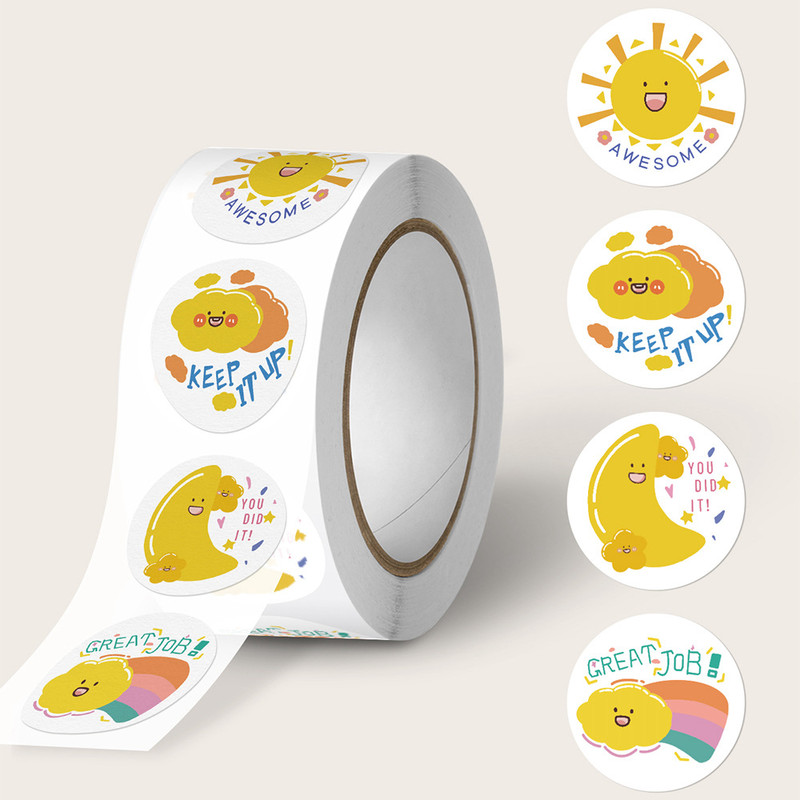 Cartoon Sealing Stickers Roll, Thank You Sticker Envelope, Stationery Stickers, Gift Decor Labels for Kids