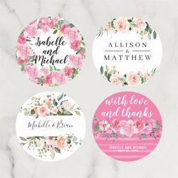 personalized round circle label stickers,wedding sticker custom name date thank you stickers for bridal shower party favors