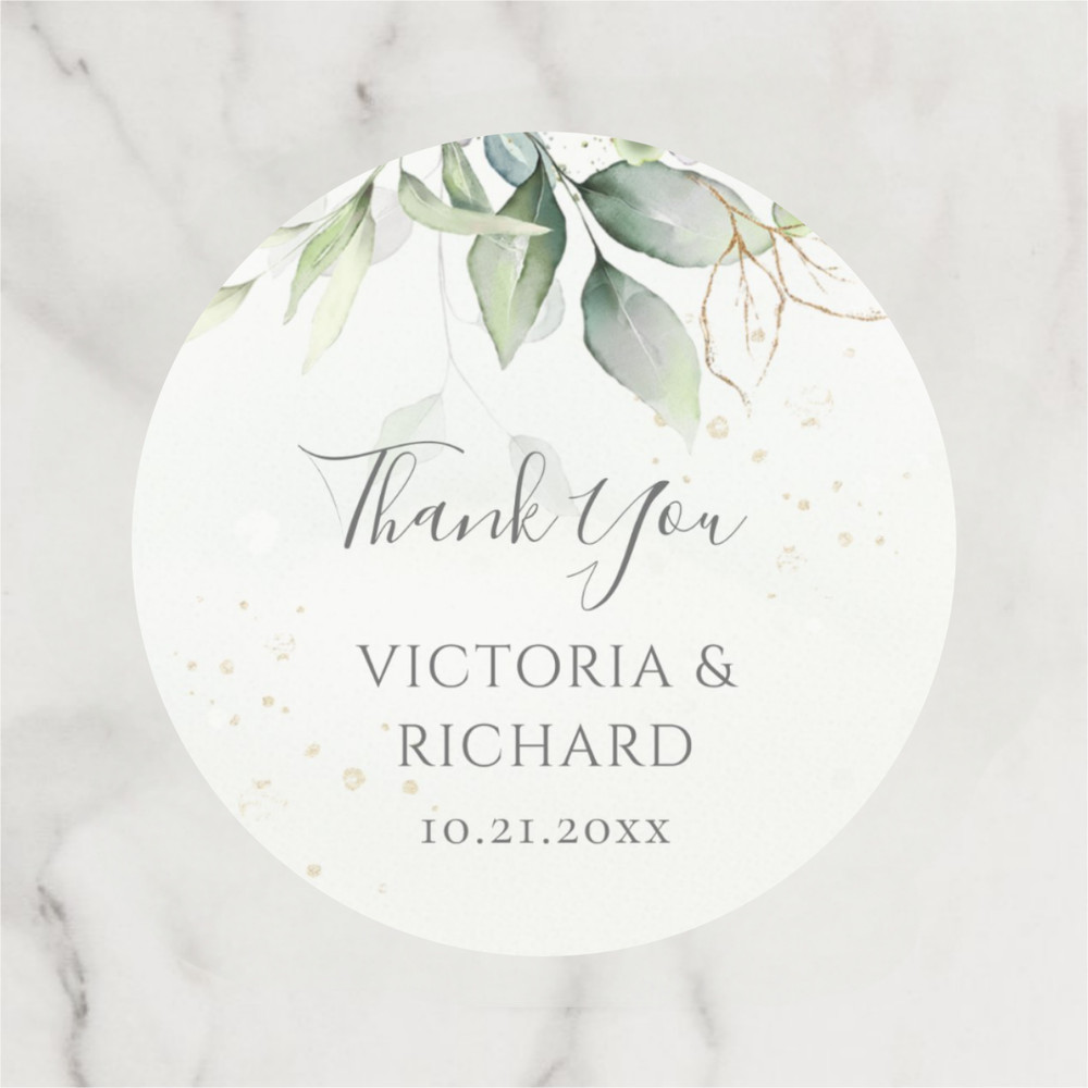 Personalized Round Circle Label Stickers,Wedding Sticker Custom Name Date Thank You Stickers for Bridal Shower Party Favors