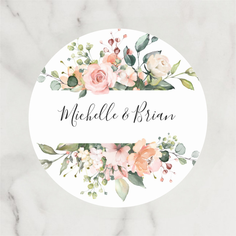 Personalized Round Circle Label Stickers,Wedding Sticker Custom Name Date Thank You Stickers for Bridal Shower Party Favors