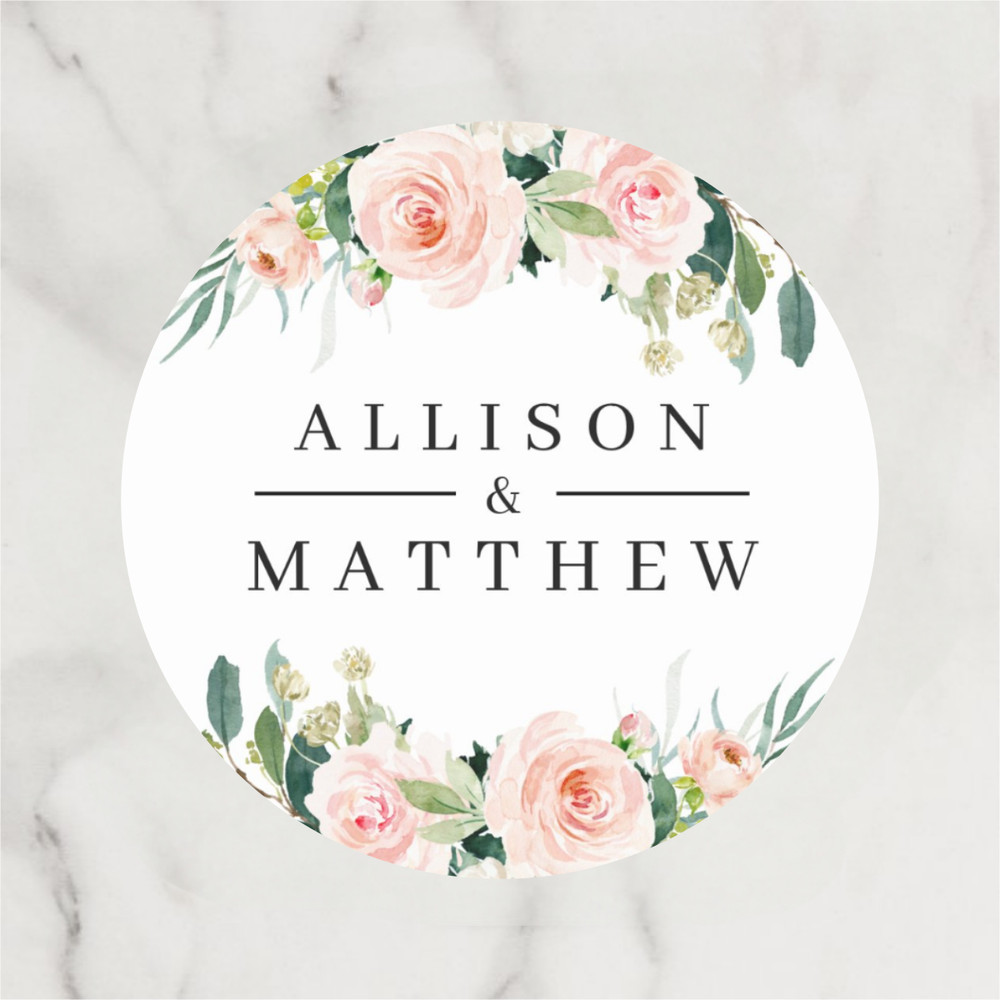 Personalized Round Circle Label Stickers,Wedding Sticker Custom Name Date Thank You Stickers for Bridal Shower Party Favors