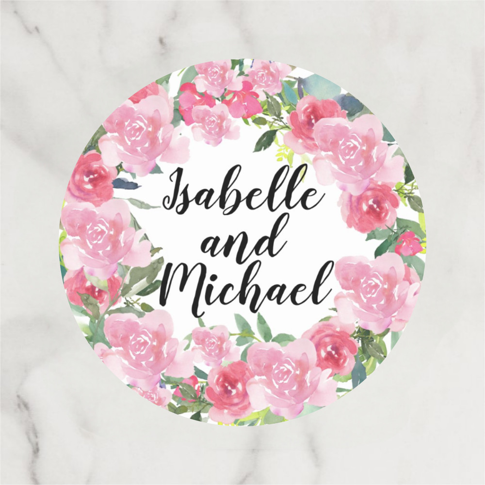 Personalized Round Circle Label Stickers,Wedding Sticker Custom Name Date Thank You Stickers for Bridal Shower Party Favors