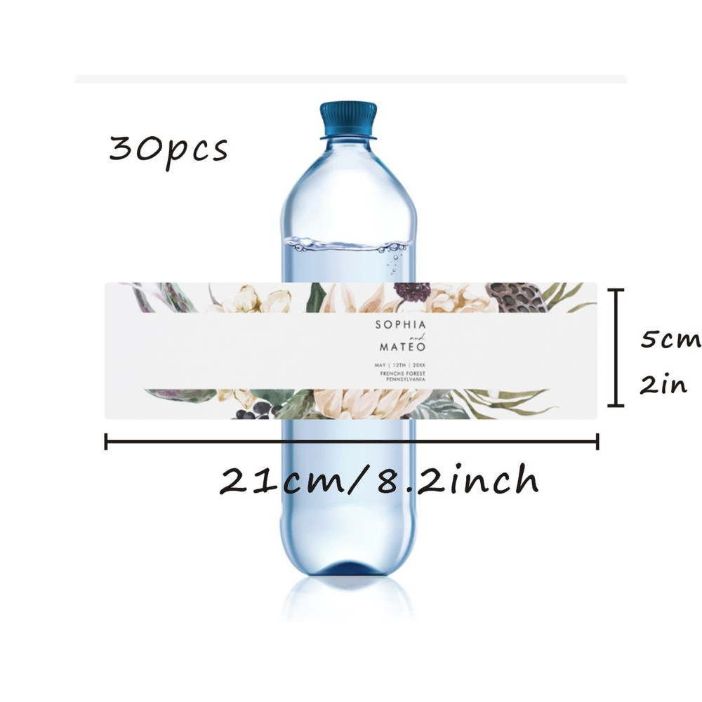 Modern Wedding Water Bottle Label, Personalized Wedding Bottle Label, Elegant Custom Bater Bottle Label