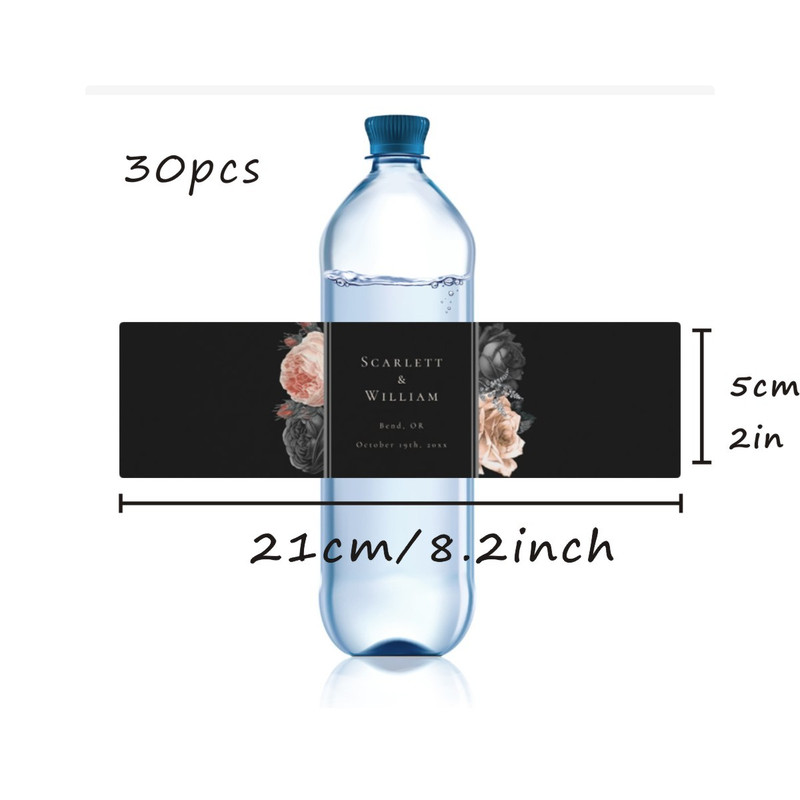 Modern Wedding Water Bottle Label, Personalized Wedding Bottle Label, Elegant Custom Bater Bottle Label