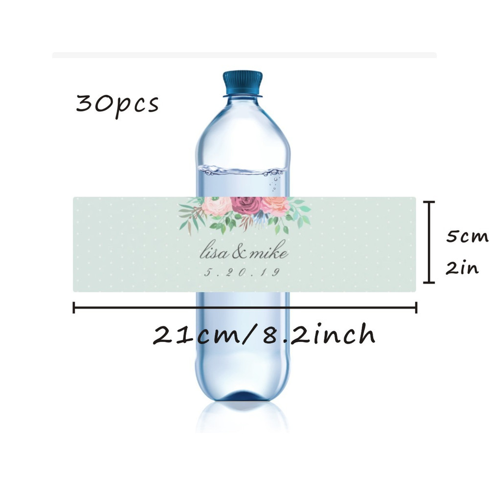 Modern Wedding Water Bottle Label, Personalized Wedding Bottle Label, Elegant Custom Bater Bottle Label