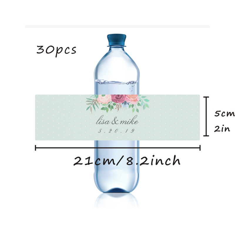Modern Wedding Water Bottle Label, Personalized Wedding Bottle Label, Elegant Custom Bater Bottle Label