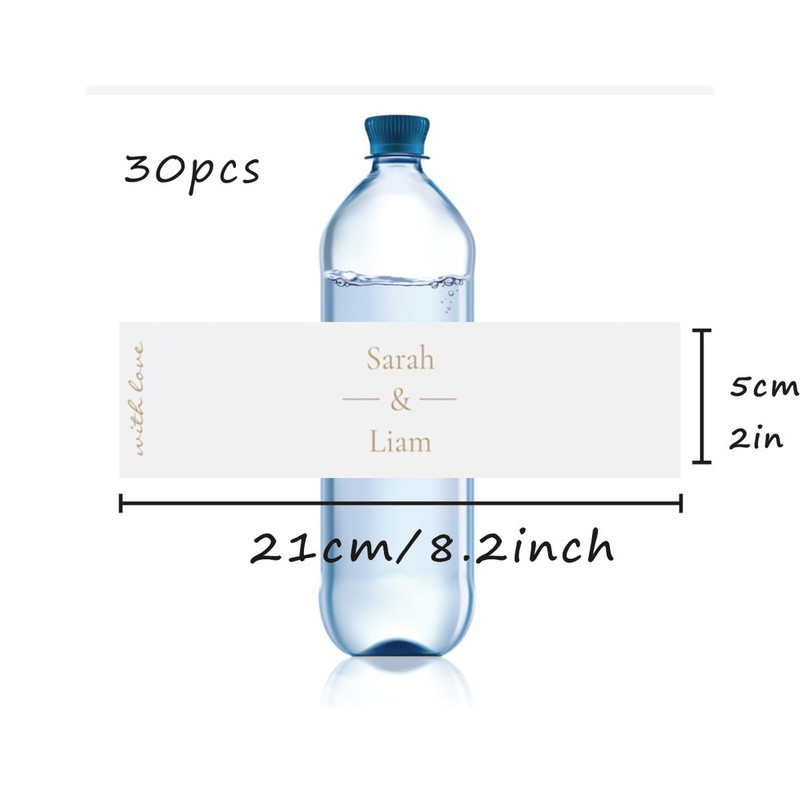 Modern Wedding Water Bottle Label, Personalized Wedding Bottle Label, Elegant Custom Bater Bottle Label