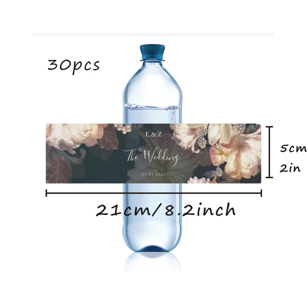 Modern Wedding Water Bottle Label, Personalized Wedding Bottle Label, Elegant Custom Bater Bottle Label