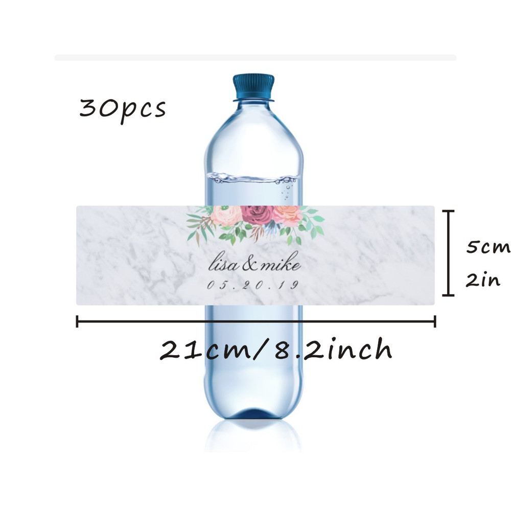 Modern Wedding Water Bottle Label, Personalized Wedding Bottle Label, Elegant Custom Bater Bottle Label