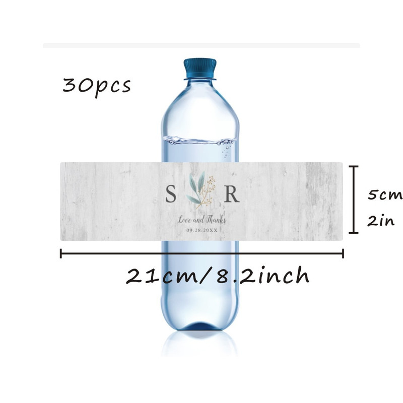 Modern Wedding Water Bottle Label, Personalized Wedding Bottle Label, Elegant Custom Bater Bottle Label
