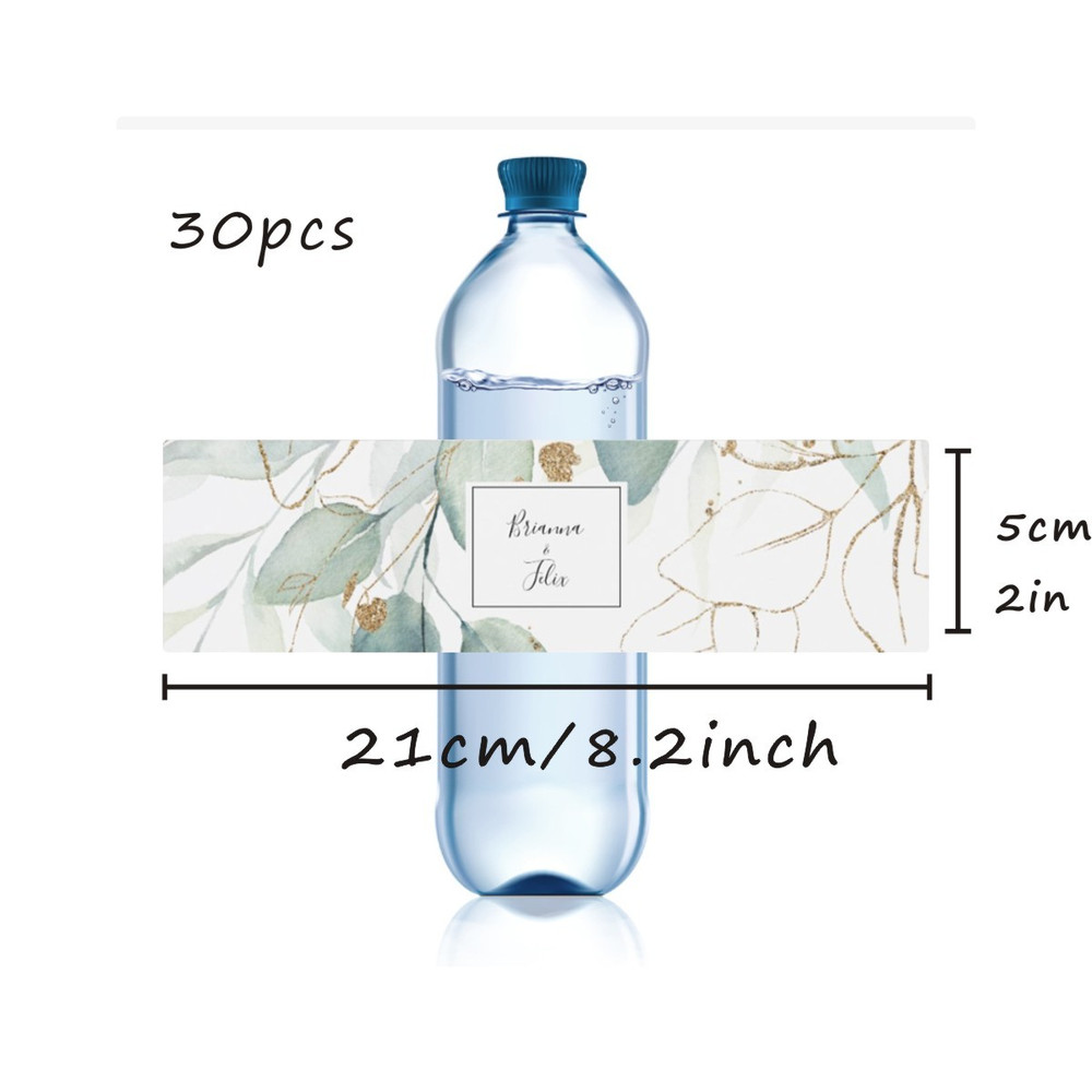 Modern Wedding Water Bottle Label, Personalized Wedding Bottle Label, Elegant Custom Bater Bottle Label