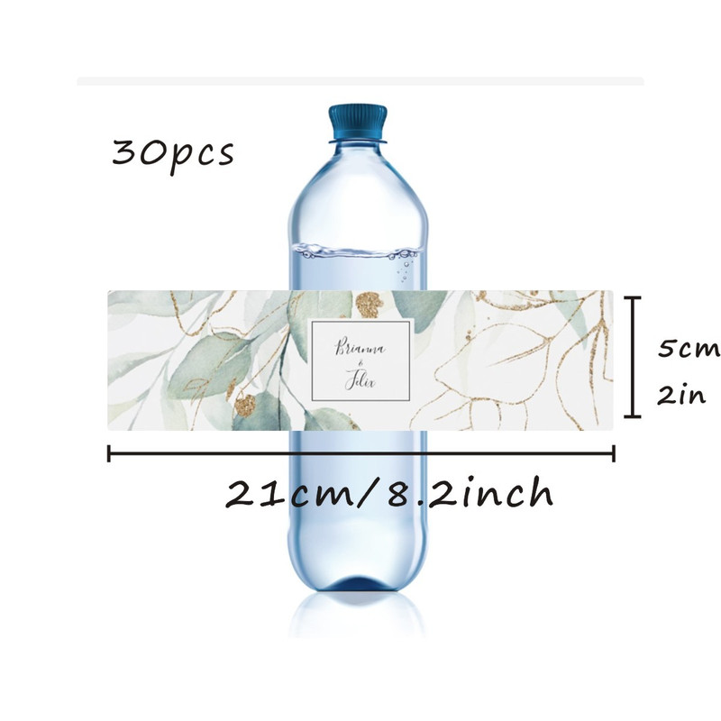 Modern Wedding Water Bottle Label, Personalized Wedding Bottle Label, Elegant Custom Bater Bottle Label