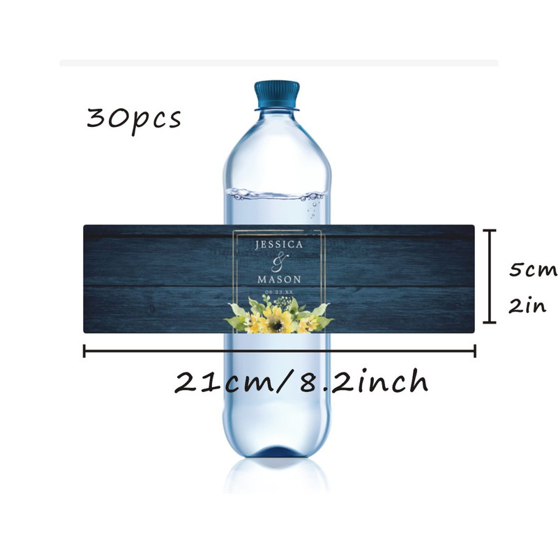 Modern Wedding Water Bottle Label, Personalized Wedding Bottle Label, Elegant Custom Bater Bottle Label
