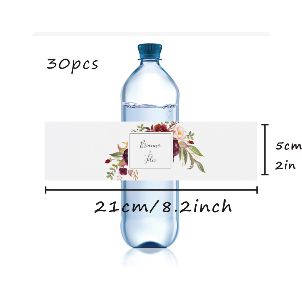 Modern Wedding Water Bottle Label, Personalized Wedding Bottle Label, Elegant Custom Bater Bottle Label