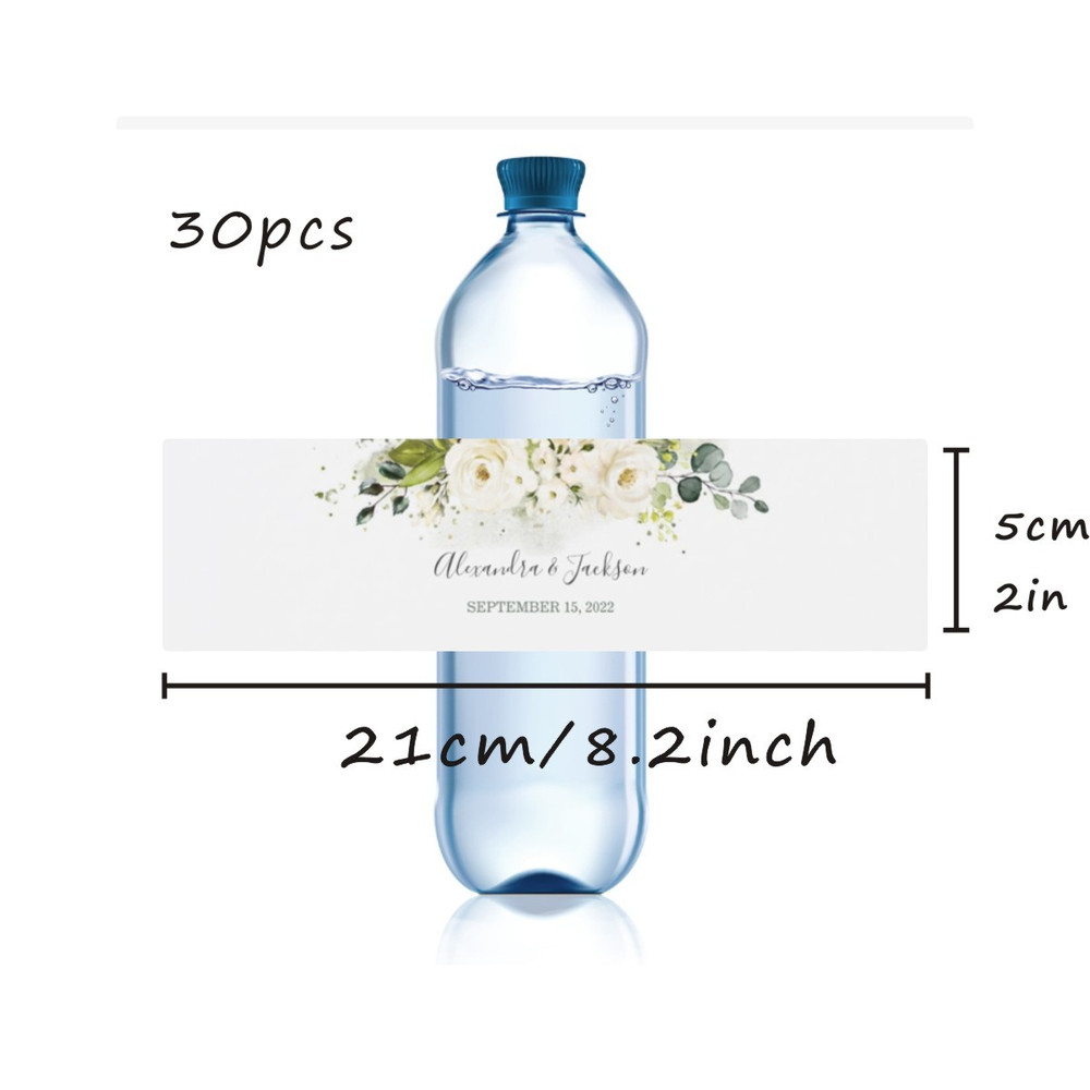 Modern Wedding Water Bottle Label, Personalized Wedding Bottle Label, Elegant Custom Bater Bottle Label