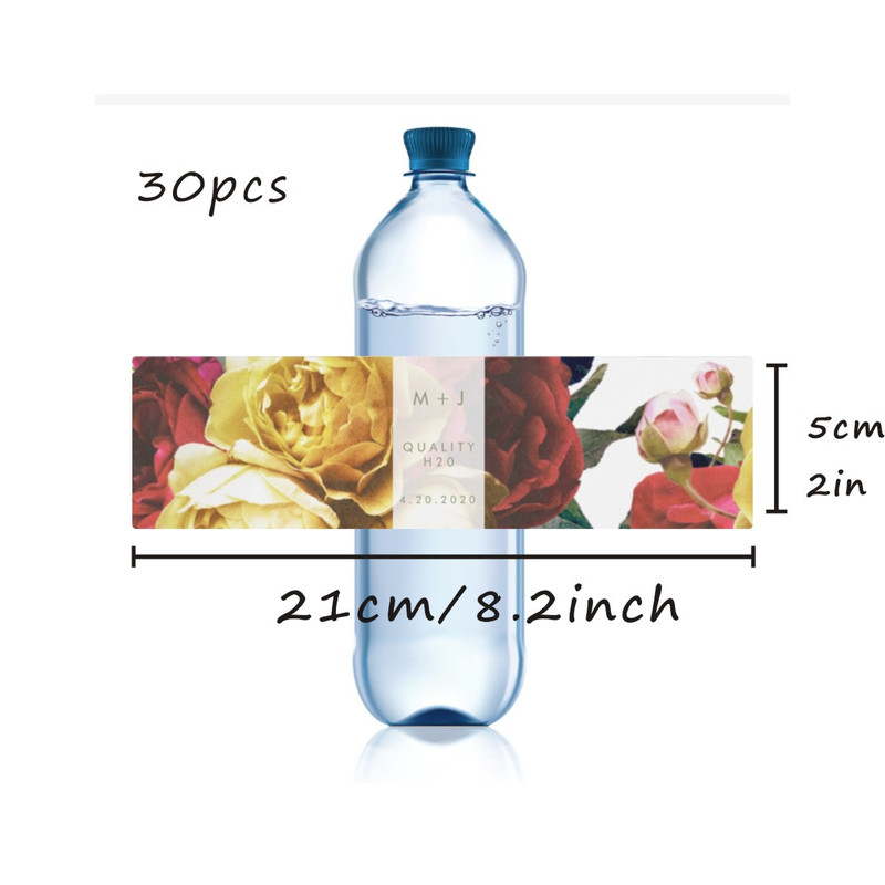 Modern Wedding Water Bottle Label, Personalized Wedding Bottle Label, Elegant Custom Bater Bottle Label