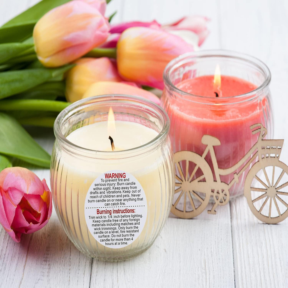 White Round Candle Safety Labels, 500Pcs Candle Warning Stickers, Candle Jar Stickers for DIY Candle Making
