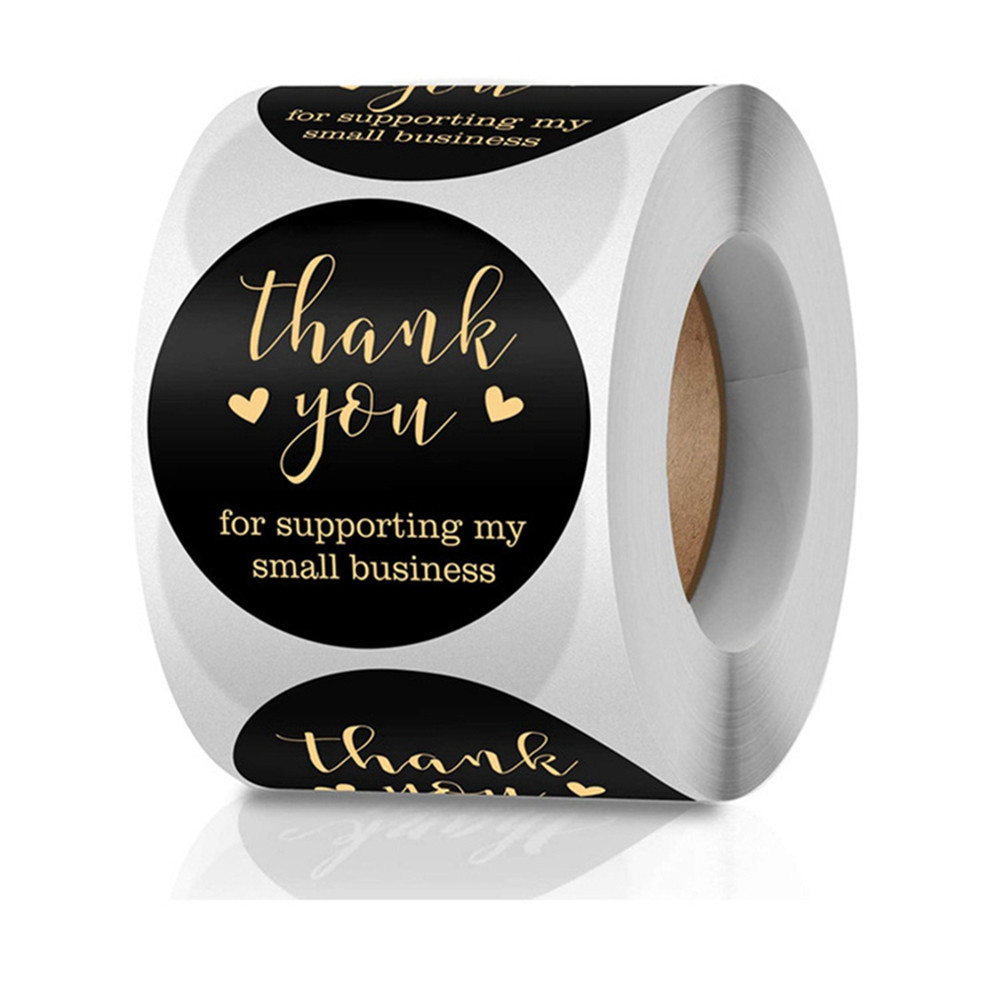 Black Thank You For Supporting My Small Business Sticker, DIY Food Label, Envelope Seal, Stationery Sample Order