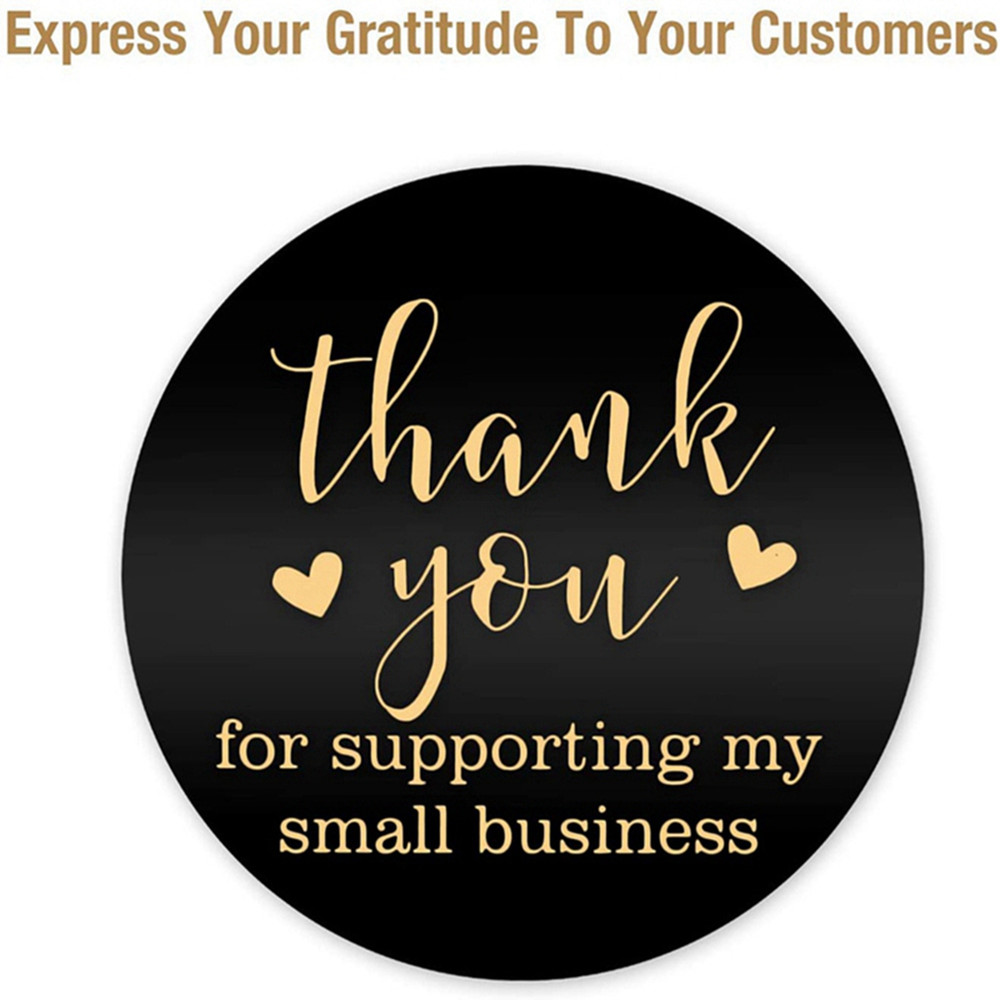 Black Thank You For Supporting My Small Business Sticker, DIY Food Label, Envelope Seal, Stationery Sample Order