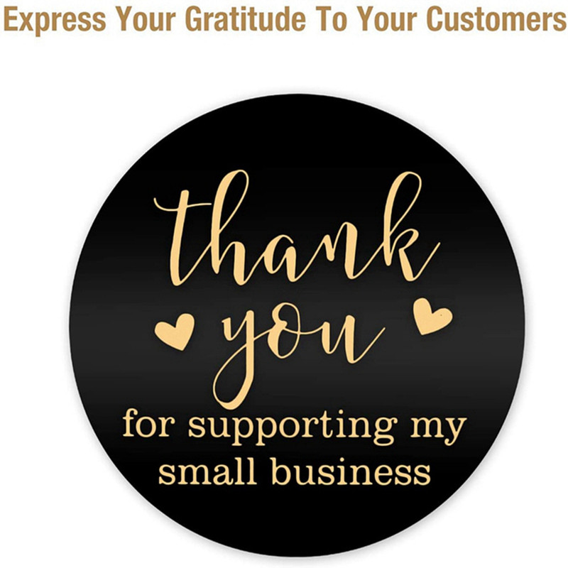 Black Thank You For Supporting My Small Business Sticker, DIY Food Label, Envelope Seal, Stationery Sample Order