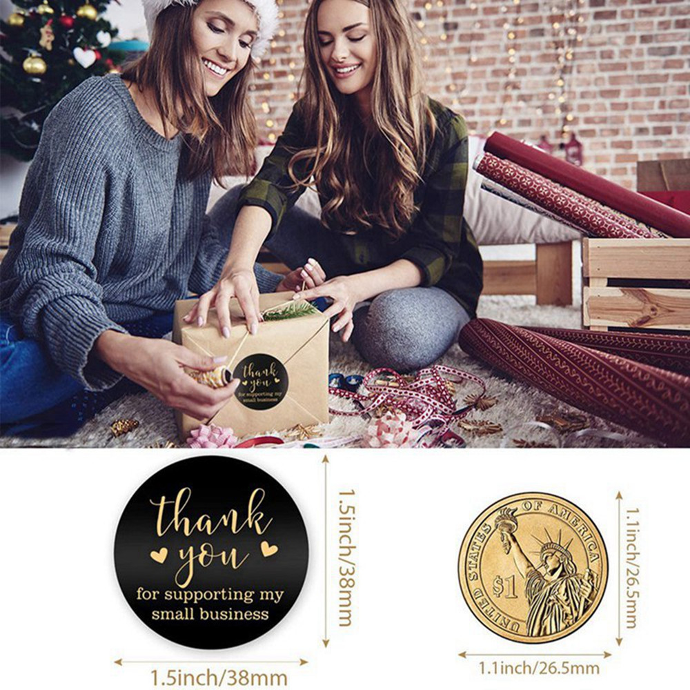 Black Thank You For Supporting My Small Business Sticker, DIY Food Label, Envelope Seal, Stationery Sample Order