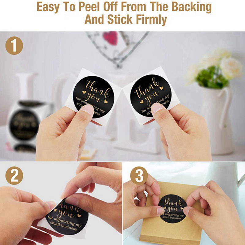 Black Thank You For Supporting My Small Business Sticker, DIY Food Label, Envelope Seal, Stationery Sample Order