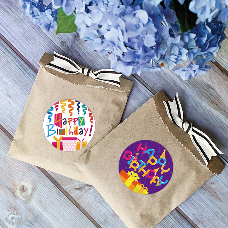 Happy Birthday Stickers Gift Packaging Sealing Label DIY Party Decoration Self-adhestive Handmade Stationery Sticker