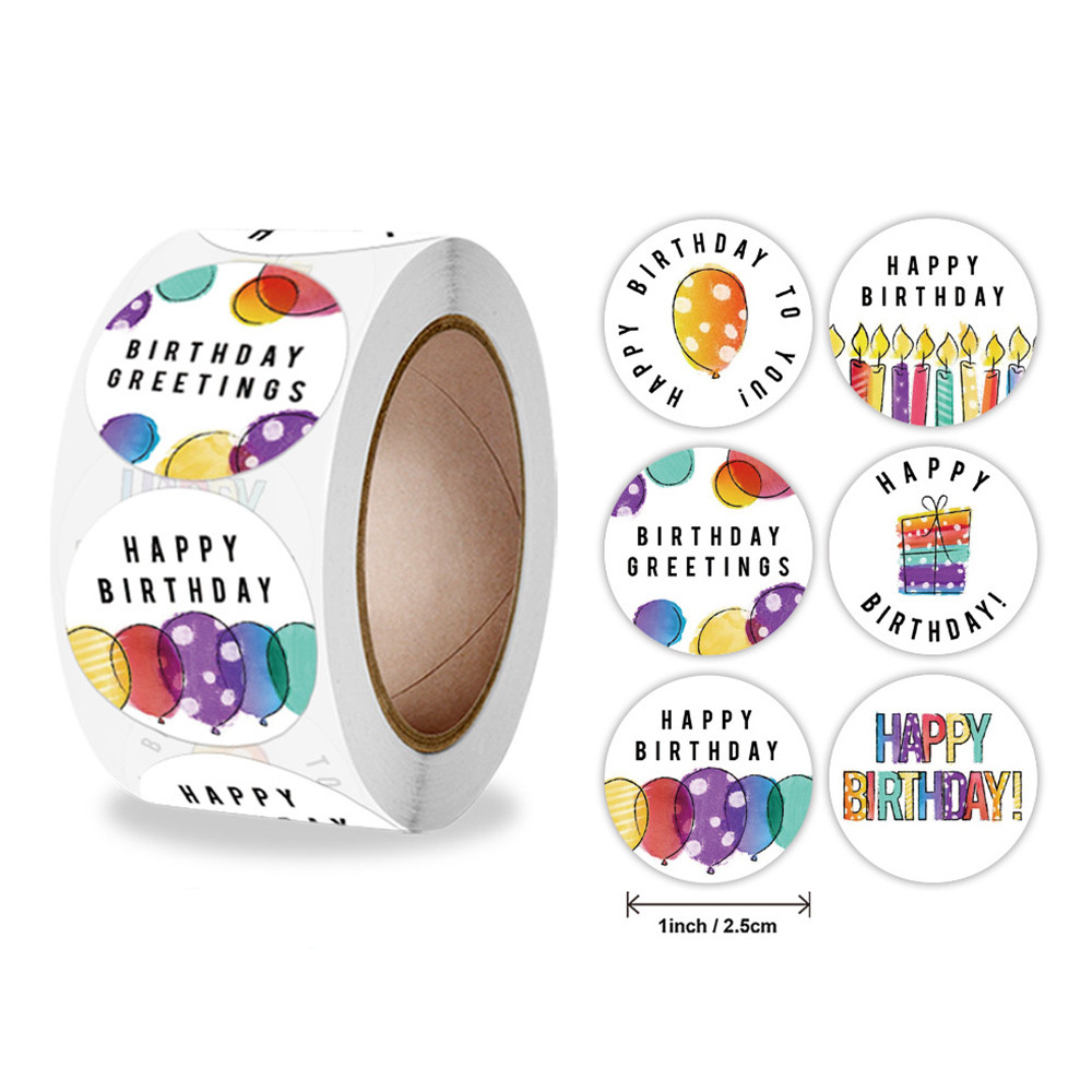 Happy Birthday Stickers Gift Packaging Sealing Label DIY Party Decoration Self-adhestive Handmade Stationery Sticker