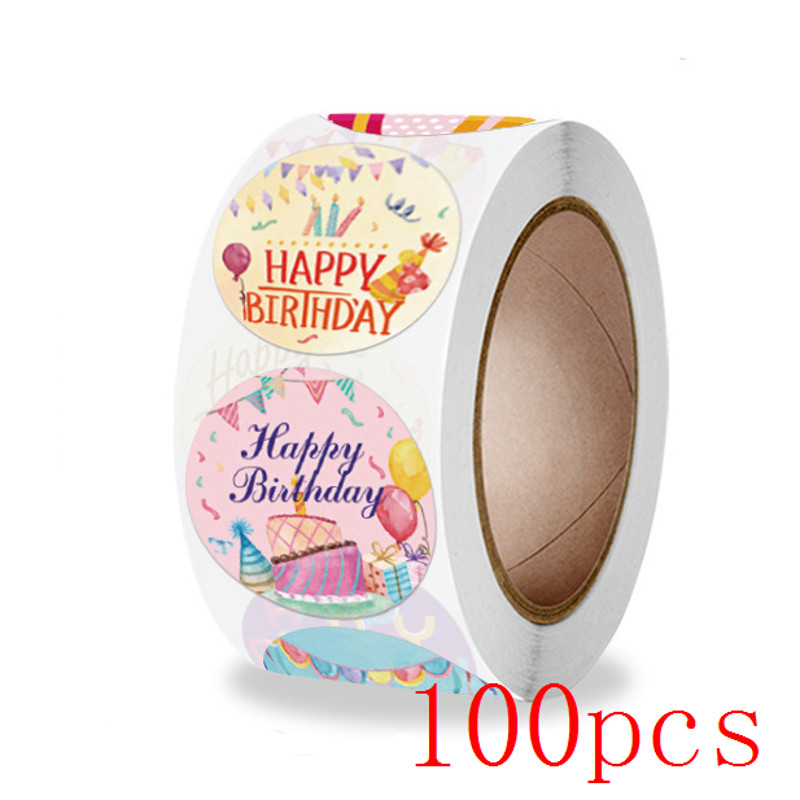 Happy Birthday Stickers Gift Packaging Sealing Label DIY Party Decoration Self-adhestive Handmade Stationery Sticker