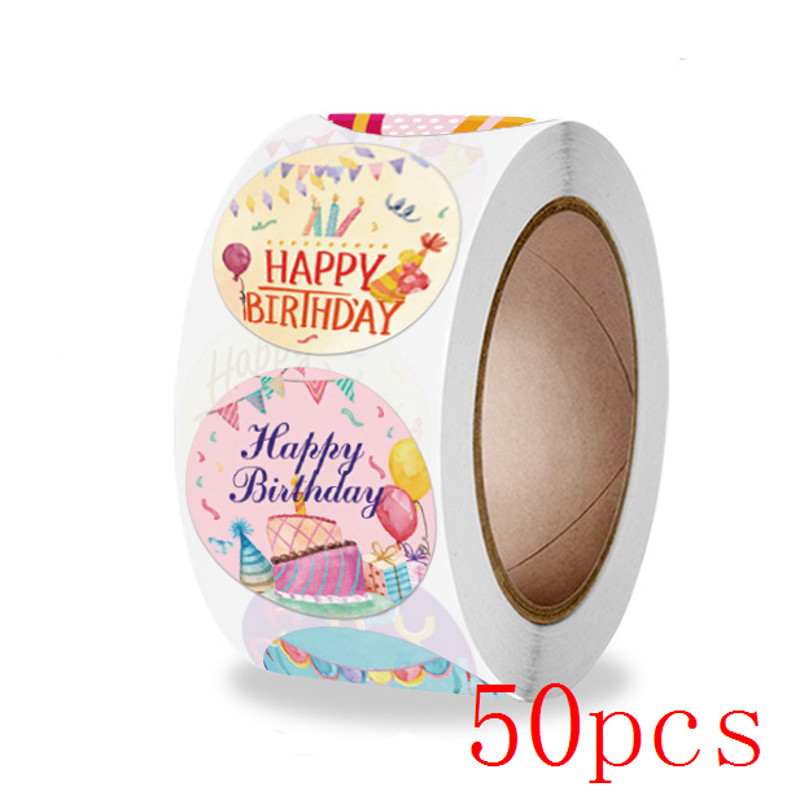 Happy Birthday Stickers Gift Packaging Sealing Label DIY Party Decoration Self-adhestive Handmade Stationery Sticker