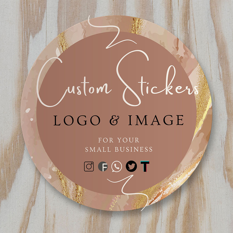Design your own brand with custom personalized stickers. Perfect for weddings, baptisms, and social media logos