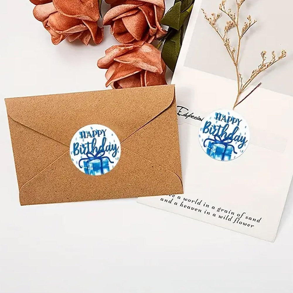 Birthday Balloon Roll Decals, Happy Birthday Roll Stickers, Greeting Sticker for Card Box, Fun Birth Day Cake Stickers