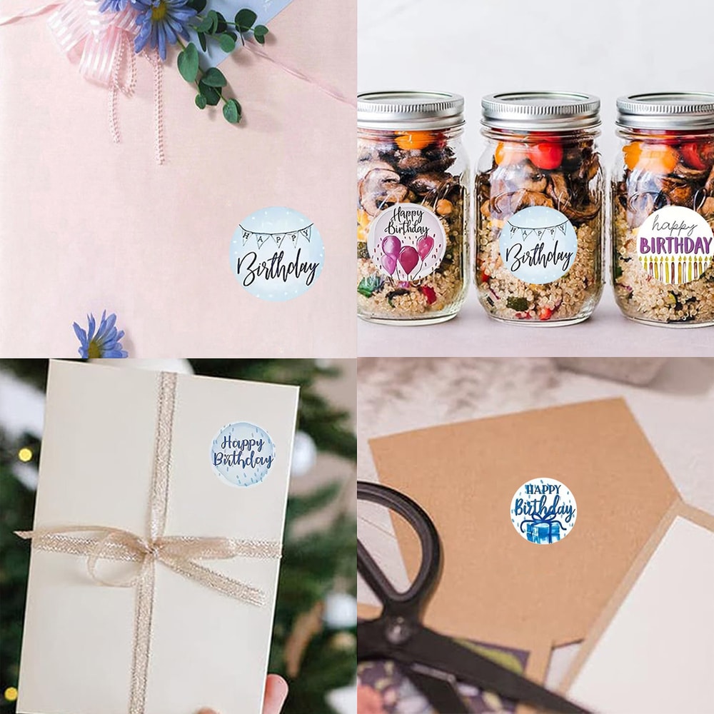 Birthday Balloon Roll Decals, Happy Birthday Roll Stickers, Greeting Sticker for Card Box, Fun Birth Day Cake Stickers