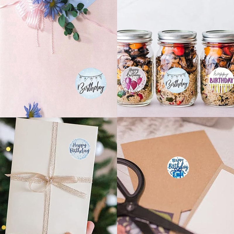 Birthday Balloon Roll Decals, Happy Birthday Roll Stickers, Greeting Sticker for Card Box, Fun Birth Day Cake Stickers