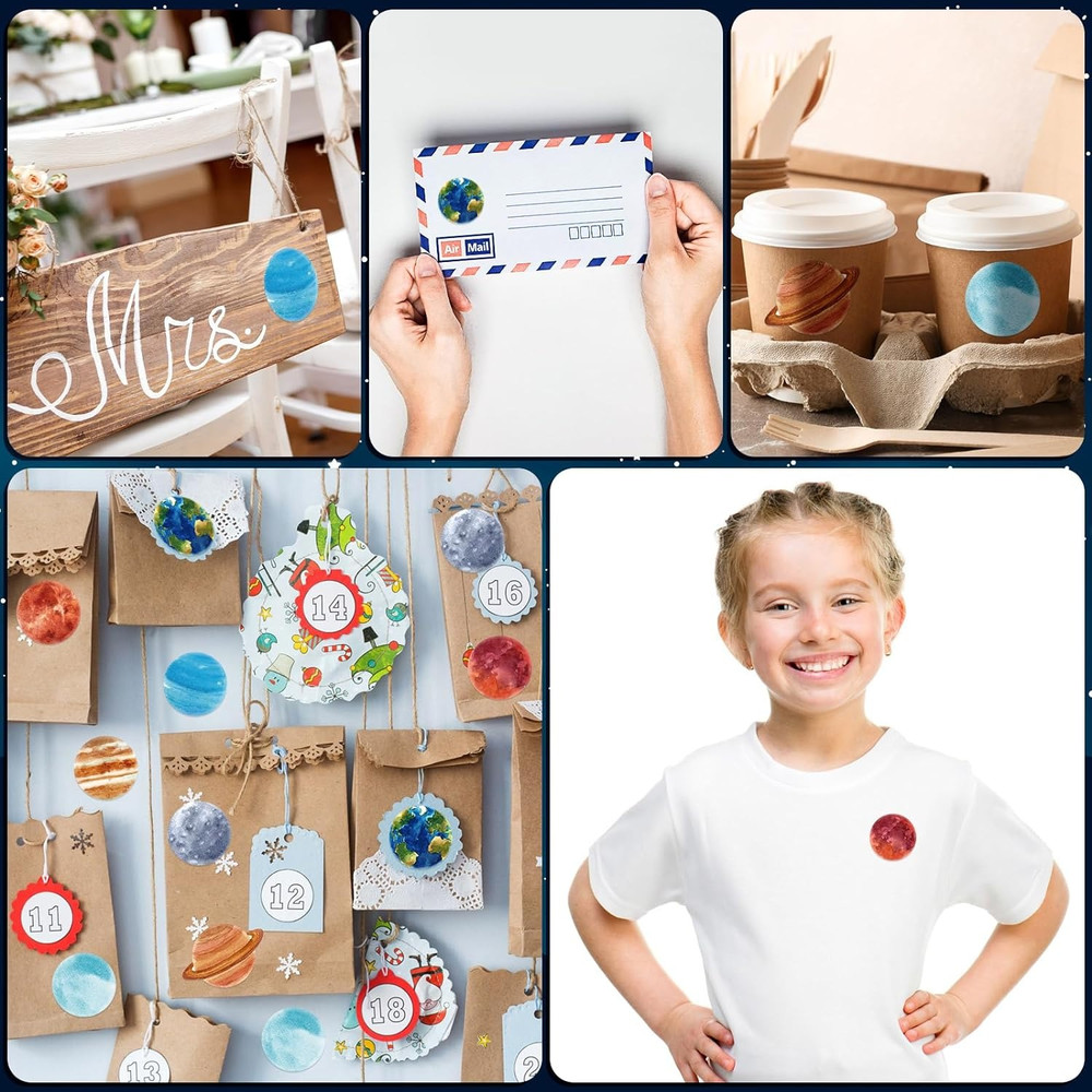 Space Planet Label School Stickers, Teacher Reward Student, Children Reward Stickers, Scrapbooking Stationery