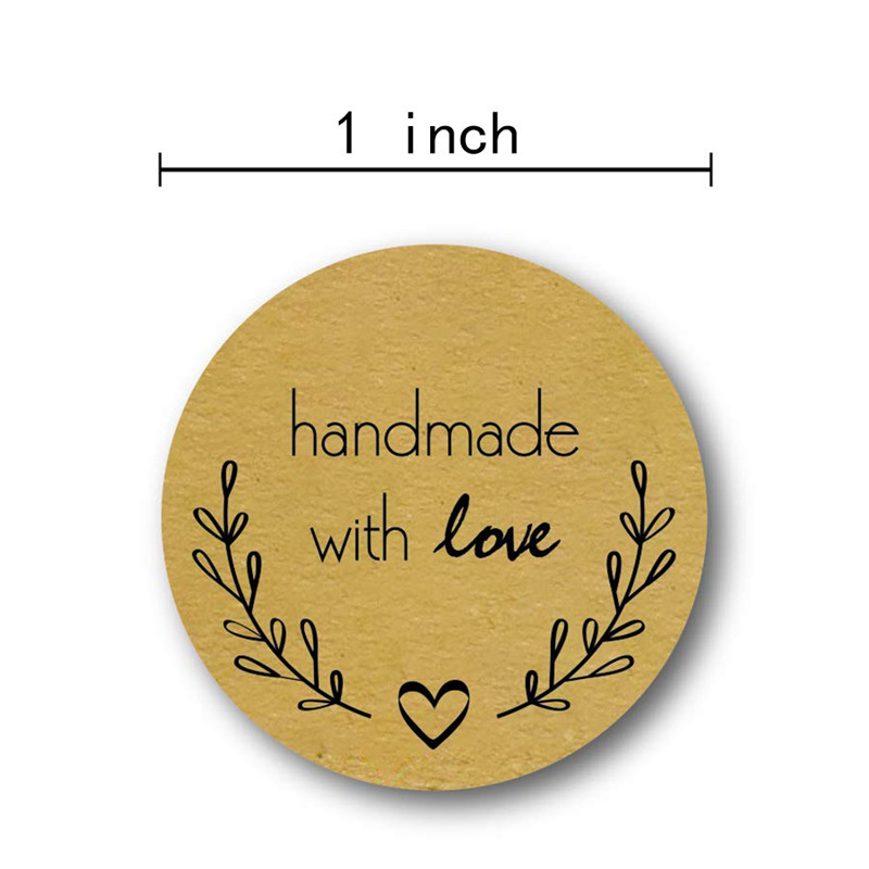 Round Natural Kraft Handmade Stickers Scrapbooking For Package Adhesive Thank You Sticker Seal Labels Stationery